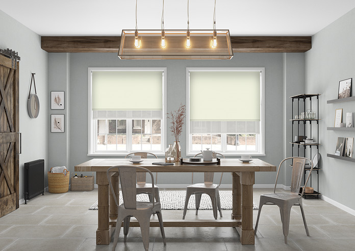 Rimini (Blackout), Cream & Optima Chiffon - Double Roller Blind - Image 5